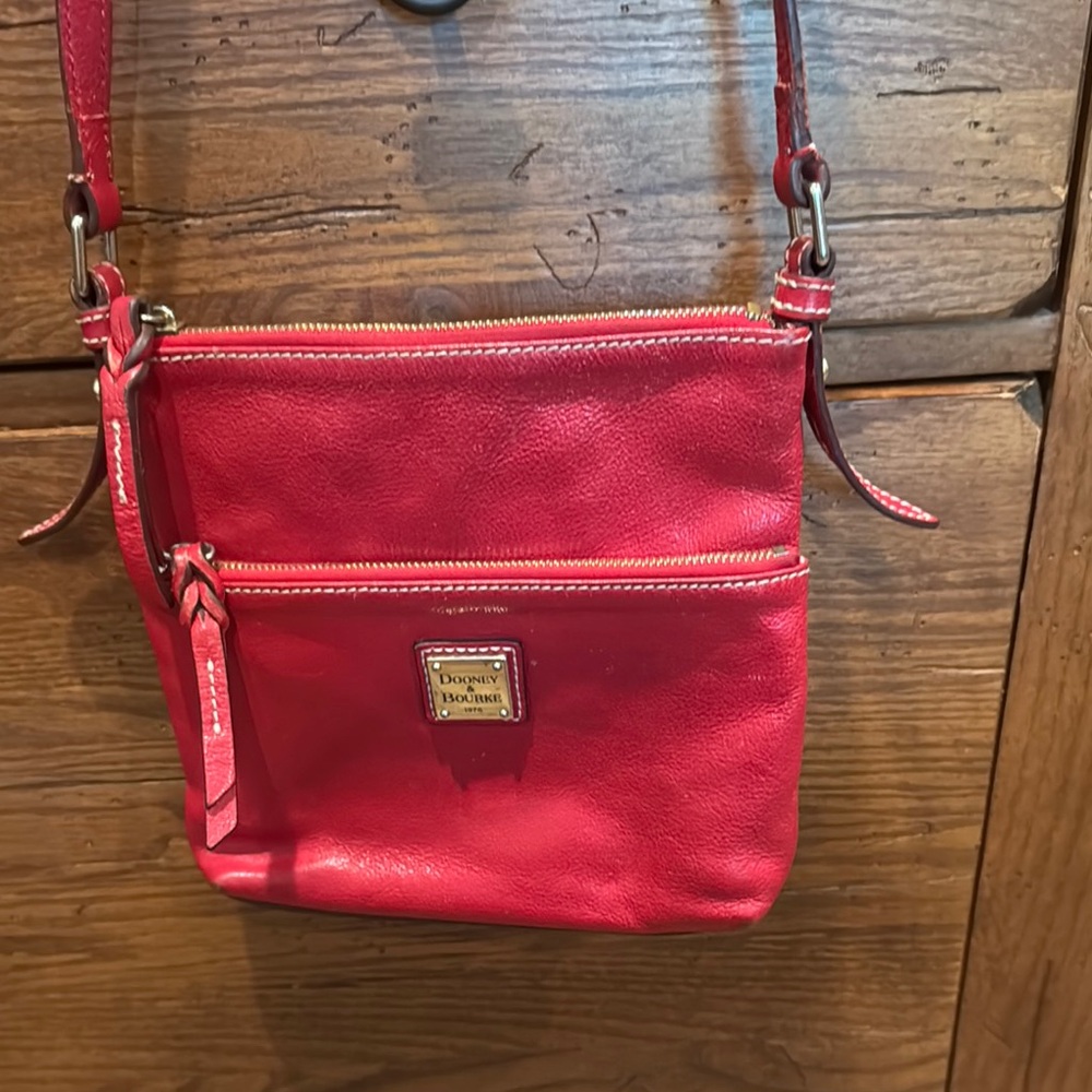 Dooney & Bourke Red Pebbled Leather Crossbody Bag purse